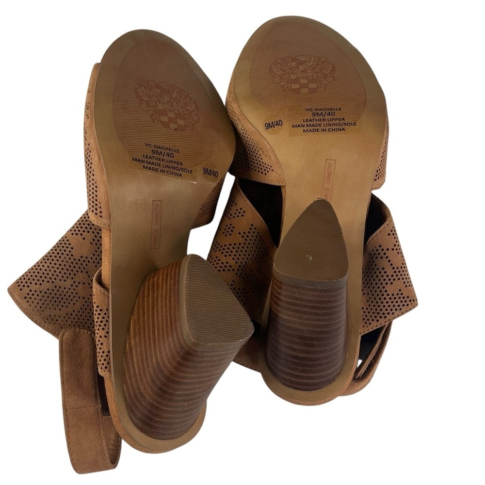 Vince Camuto Leather Detailed Heel Sandals – Dachelle Color Brick Size 9 Medium - Picture 8 of 15